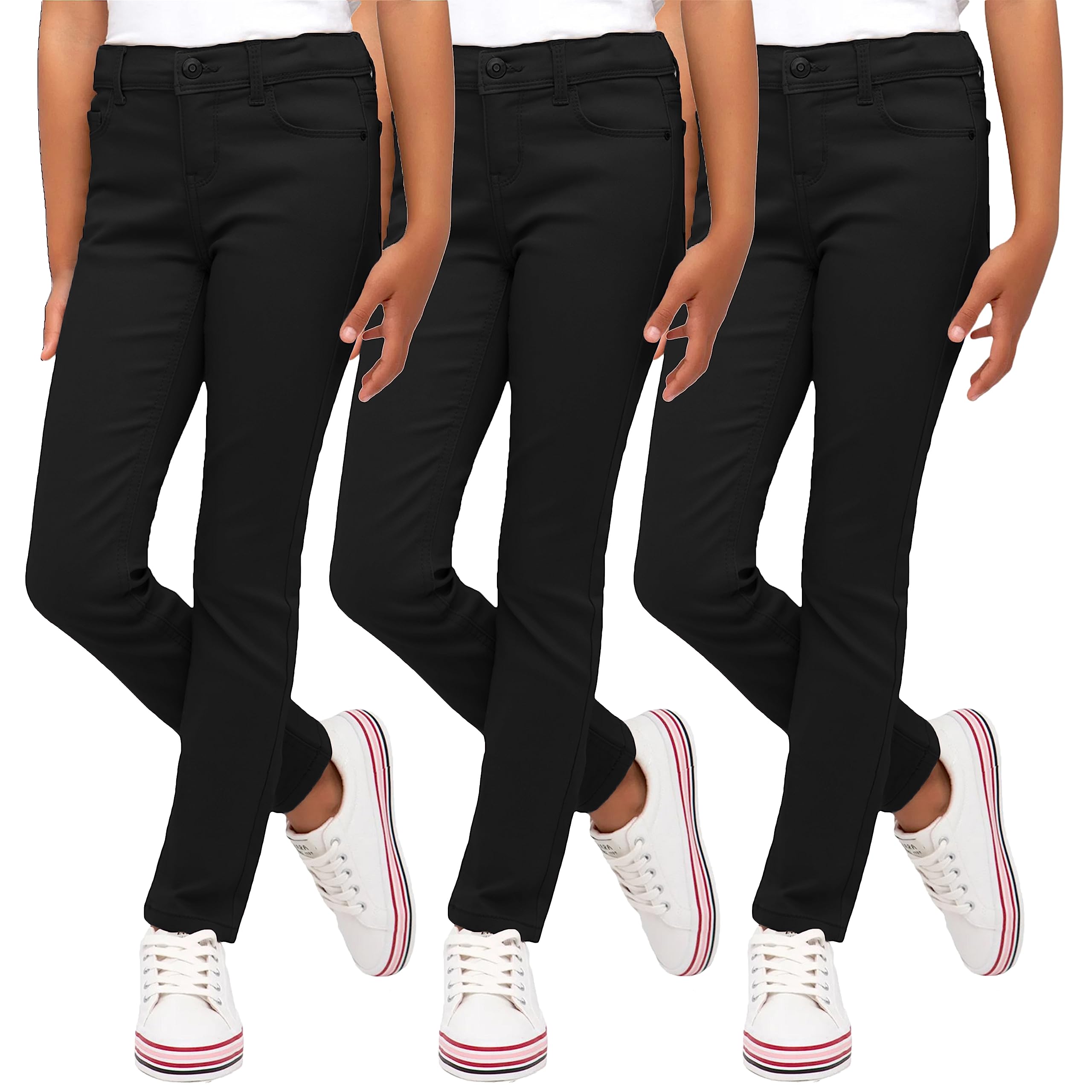 3PK Girls Stretch Pencil Uniform Pants - Gallery 10