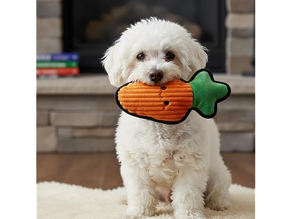 Linzy Plush Durable Carrot Crinkle Pet Toy