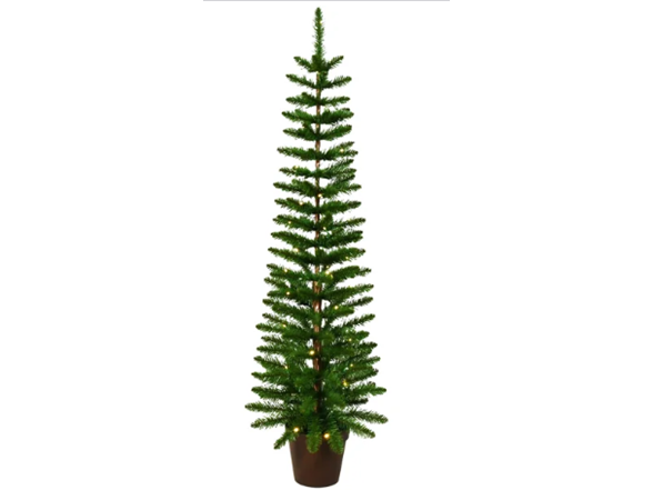 Santa's Workshop 5' Pre-Lit Green PVC Slim Tree.