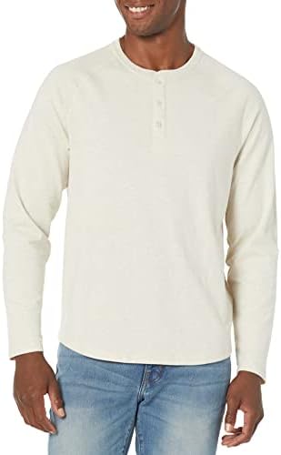 Amazon Essentials Long Sleeve Shirt for Men, Regular-Fit Henley, Available in Big & Tall, Oatmeal Heather, XX-Large