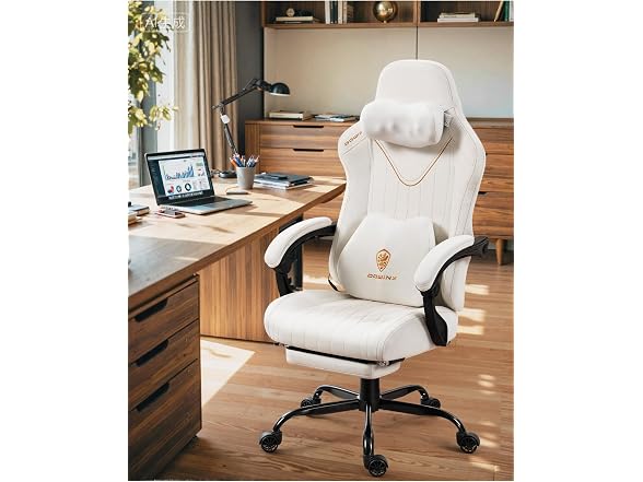 Dowinx Gaming Chair with Neck Massager White