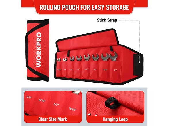 WORKPRO 8-piece Stubby Wrench Set, SAE