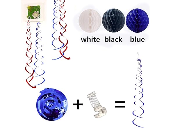 FECEDY Navy Blue White Black Happy Birthday Decor