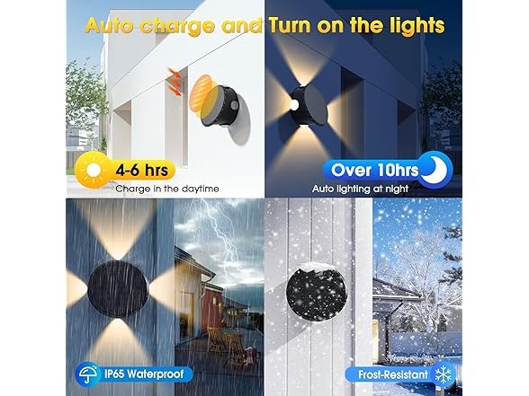 RAYCCI Outdoor Wall Lights - 4 LED Solar