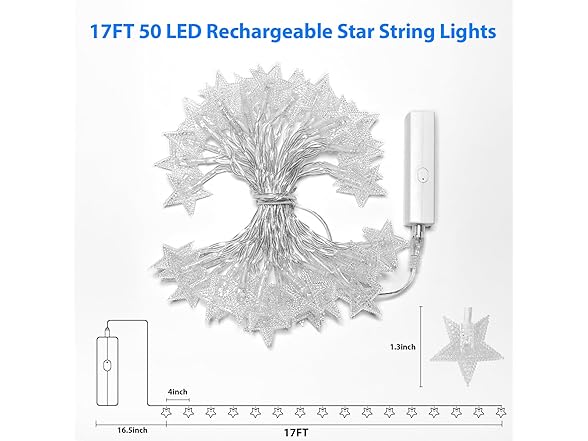 Lakumu Star String Lights Battery Operated, LED