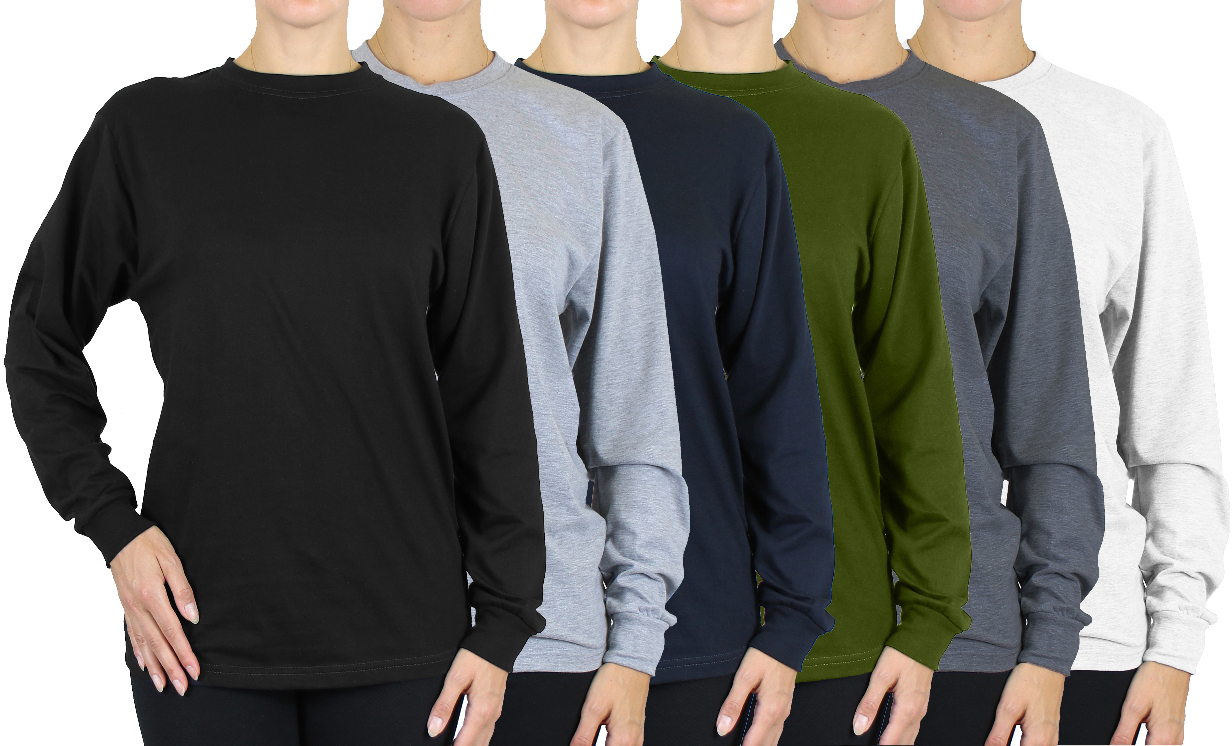 (3 or 6Pk) Womens L/S Loose Fit Solid Shirt - Gallery 19