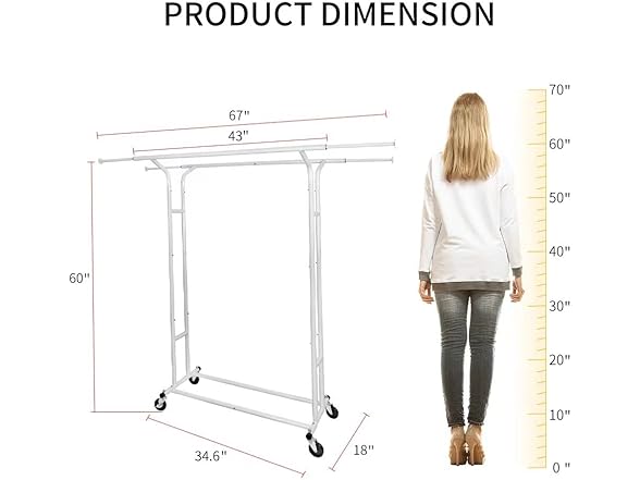 Fishat White Double Rod Garment Rack 