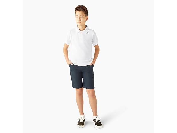 Dickies Boys (XXS) Short Sleeve Pique Polo White