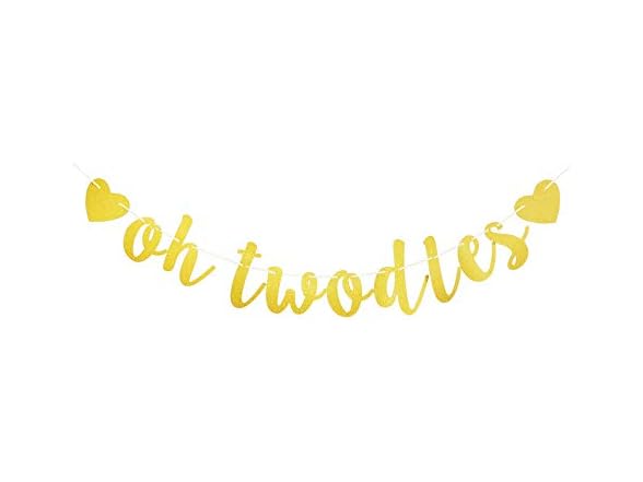 Oh Twodles with Two Gold Hearts Banner