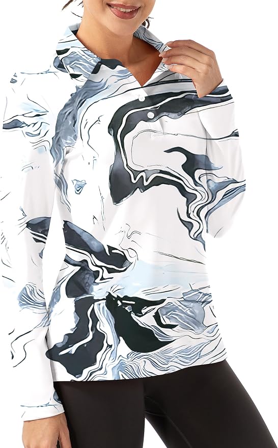 Fkeep Women Long Sleeve Polo Shirt Golf Sport Top - Gallery 25