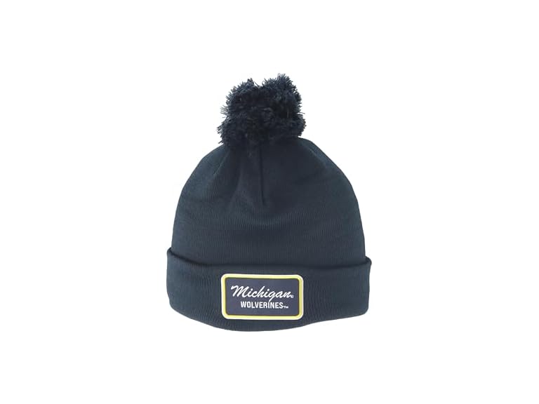 ZHATS Standard NCAA Officially Licensed Pom Beanie Patch Brick , ,Michigan Wolverines