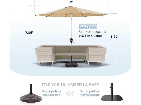 BLUU 9 Ft Patio Umbrella with Solar LED