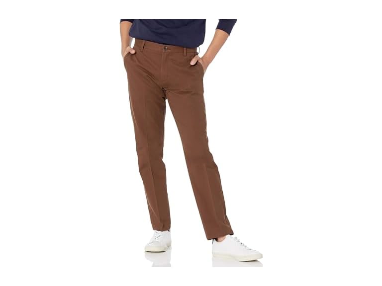Amazon Essentials Men's Slim-Fit Wrinkle-Resistant Flat-Front Chino Pant, Brown, 33W x 34L