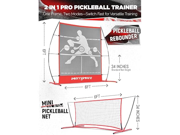 Red Pickleball Practice Rebounder Net