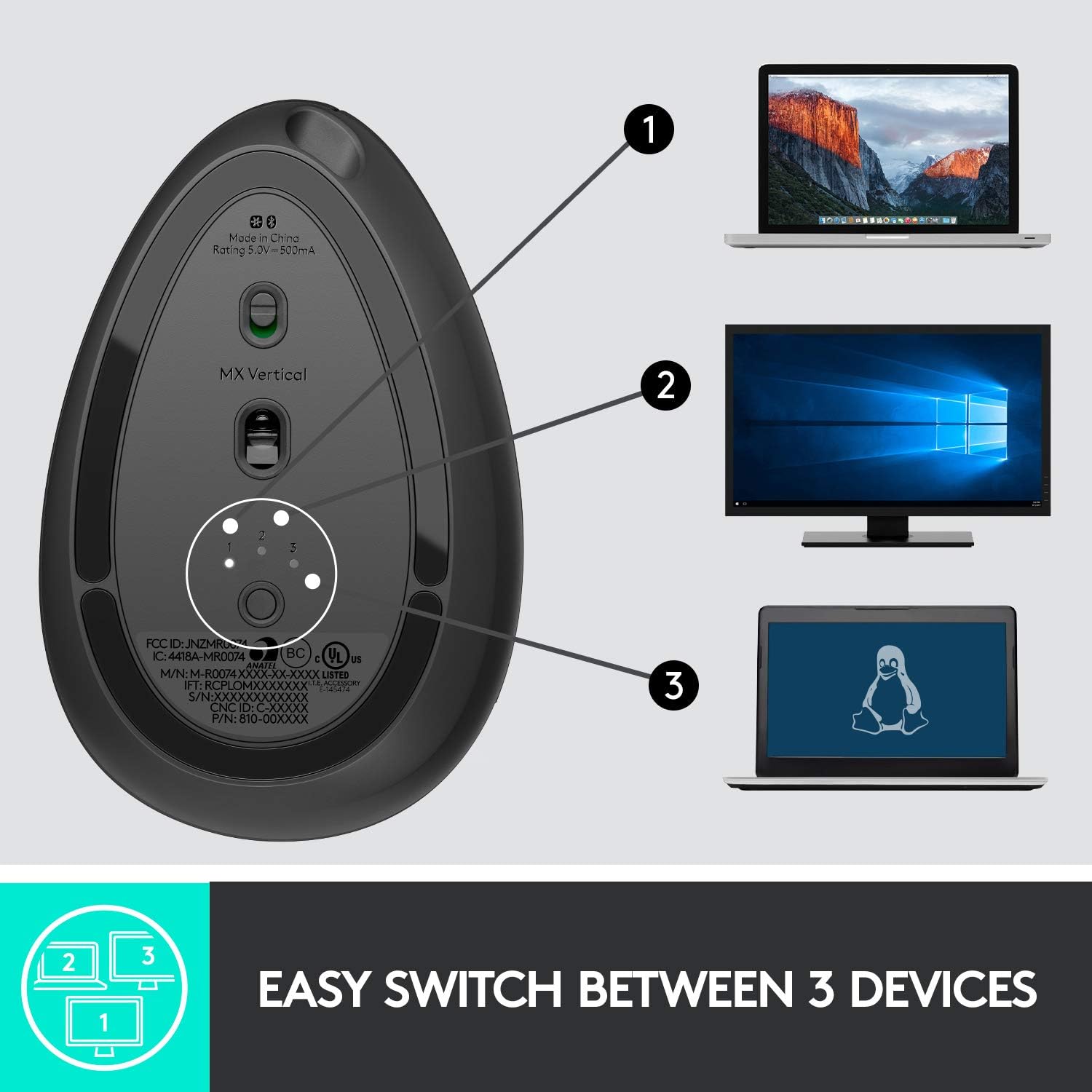 Logitech MX Vertical Wireless Mouse - Gallery 18