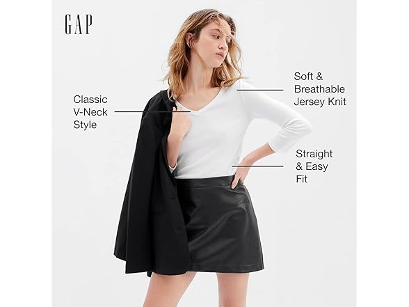 GAP V-Neck LS Tee (XL) White