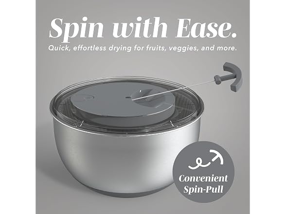 COOK WITH COLOR Stainless Steel Salad Spinner - 5 Q