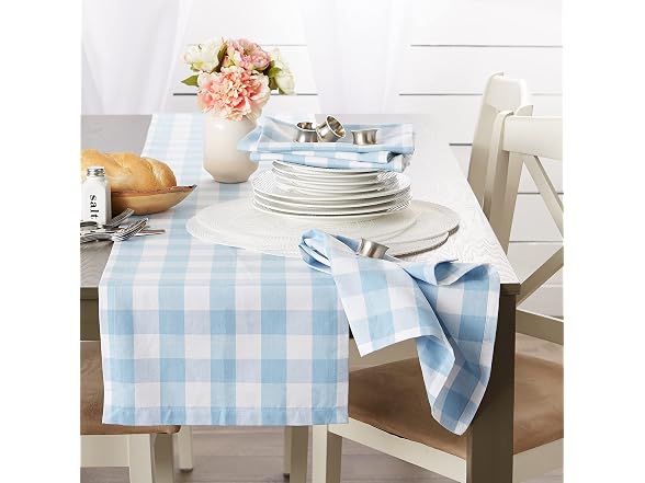 DII Buffalo Check Collection 14x108", Light Blue & White