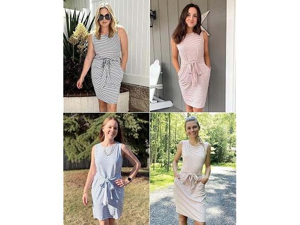 Merokeety Women (L) Summer Sleeveless T Crew Dress