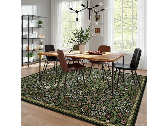 Moynesa Floral Washable 8x10 Rug