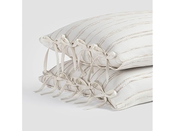 Calm White Beige Stripe Standard Sham Set of 2