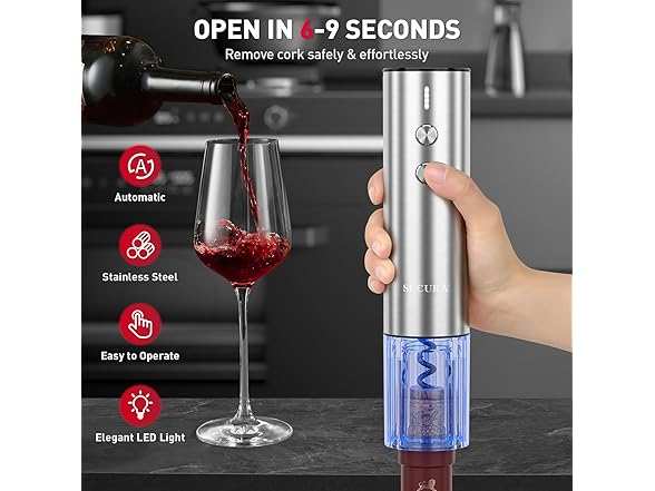 Secura Stainless Steel Electric Wine Opener
