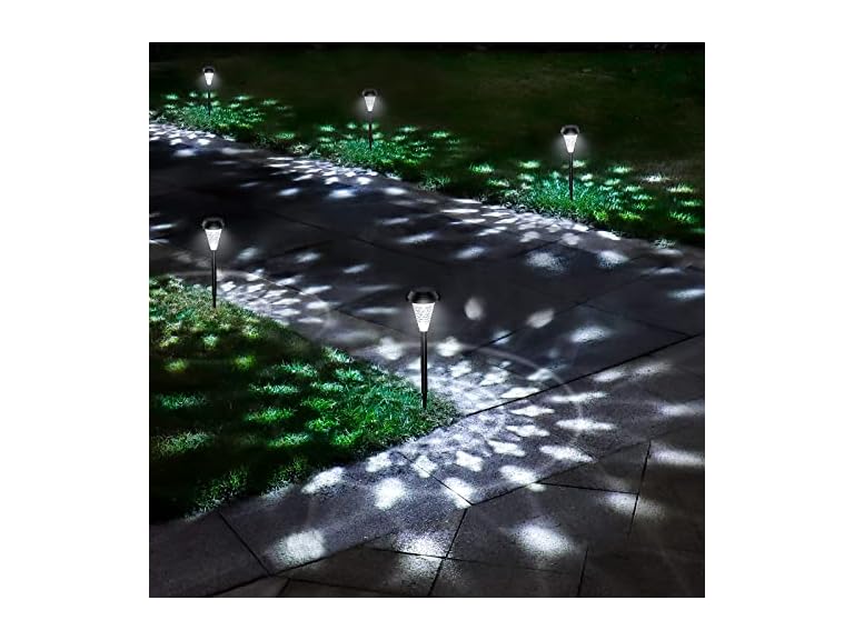 Minord Glass Solar Lights Outdoor Garden-White