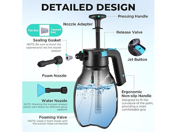 HAUSHOF Hand Pump Sprayer 1/2 Gallon Blue Green