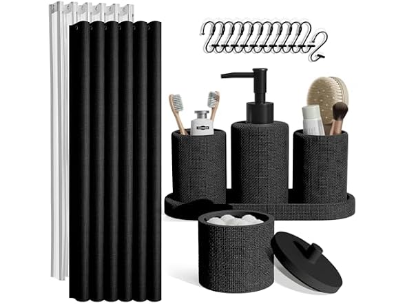 Clara Clark Bathroom Set - Black Bathroom Accessories Set