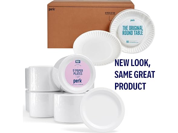Perk White Paper Plates 9 Inch 1000 Count