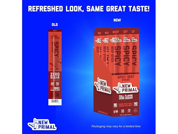 New Primal Spicy Beef Sticks, 20ct