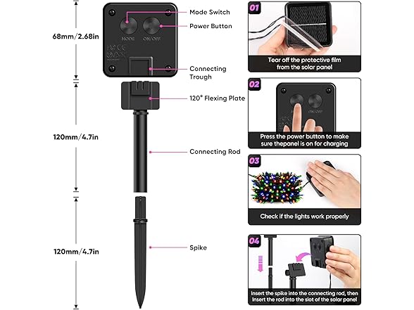 Brightever Solar String Lights for Outside, 2-Pack