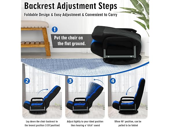 Swivel Floor Gaming Chair w/Armrests