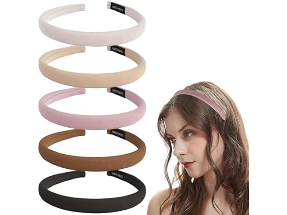 Kasmena 5PCS 0.6" Sponge Padded Headband