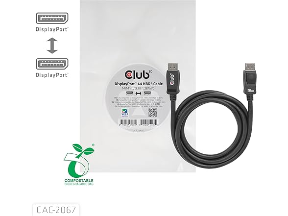 Club3D DisplayPort to DisplayPort 1.4/Hbr3 M/M Cable