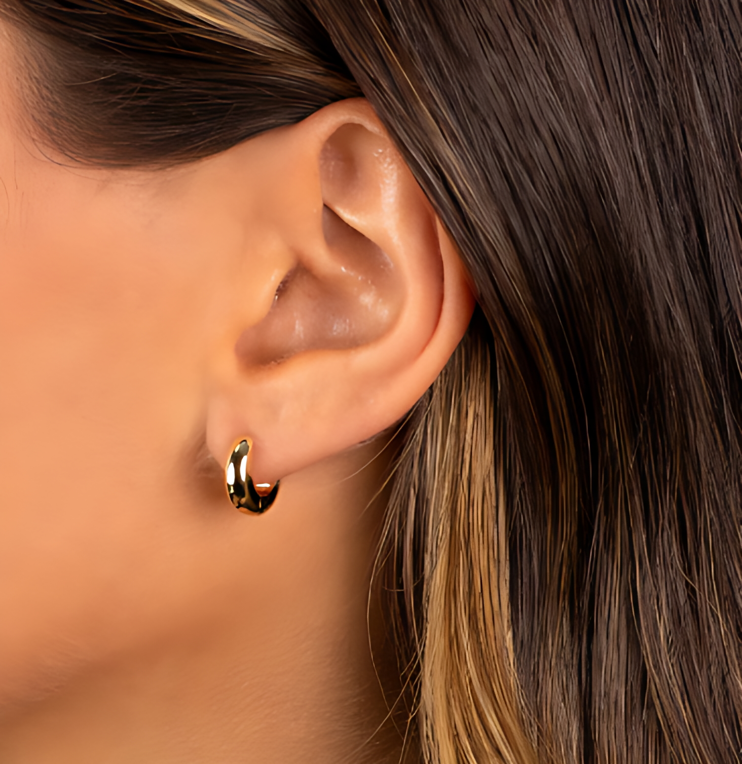Gold Plated Petite Hoop Huggie Earring - Gallery 5