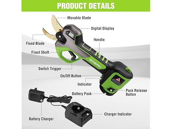 WORKPRO 12V Electric Pruning Shears Brown