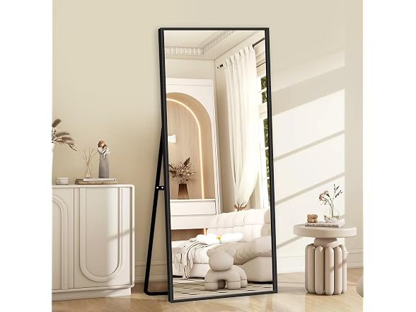 GlasFlength Full Length Mirror with Stand, 64"x21" 