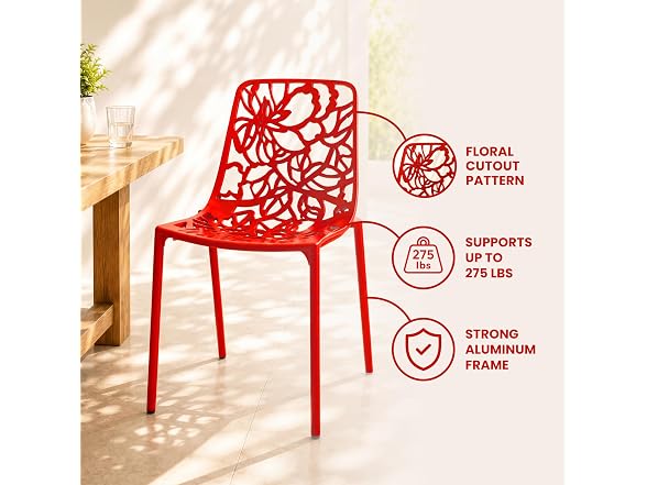 LeisureMod Devon Patio Dining Chair, Set of 4
