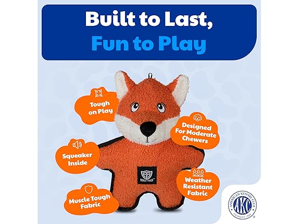 American Kennel Club Plush Dog Toy with Squeaker- Fox