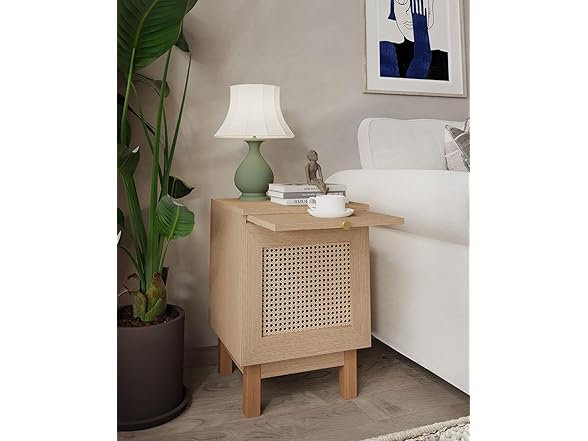 Rattan Nightstand w/Charging Station