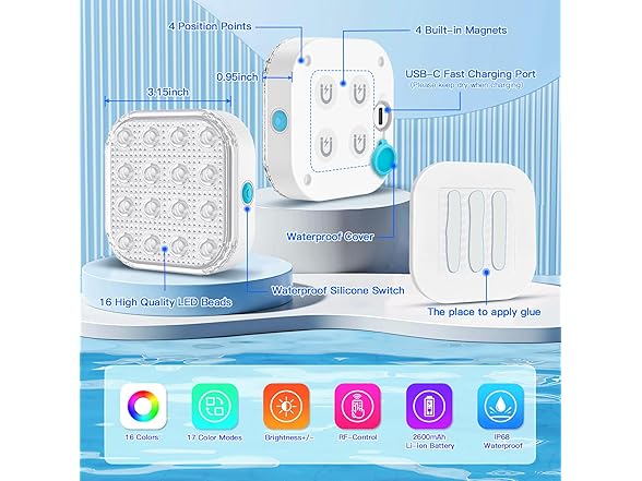 Purheme Submersible LED Lights with Remote