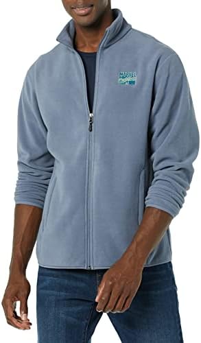 Amazon Essentials Disney | Marvel | Star Wars Men's Polar Fleece Full-Zip Mock Jackets, Marvel Comic Logo, Medium
