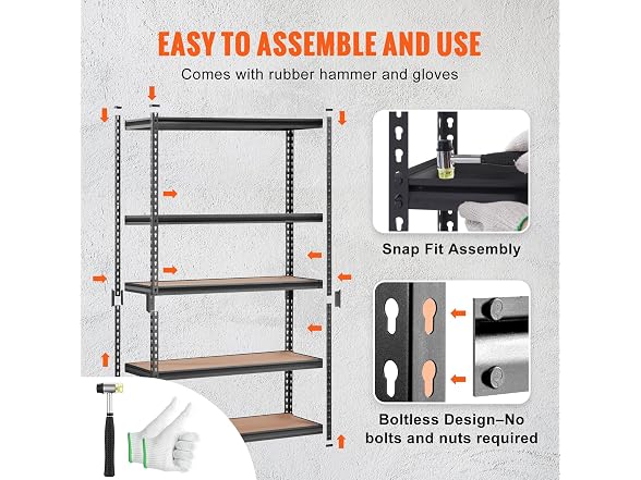Storage Shelving Unit, 5-Tier Adjustable 48