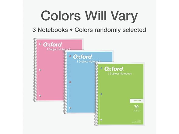 Oxford Spiral Notebooks, 3 Pack