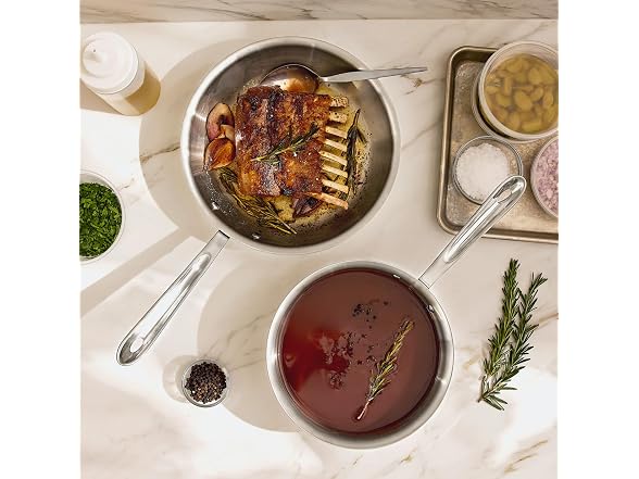 All-Clad Stainless Steel Cookware Saucier + 10” Fry Pan
