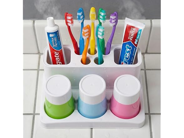 Basicwise Plastic Bathroom Toothbrush Holder