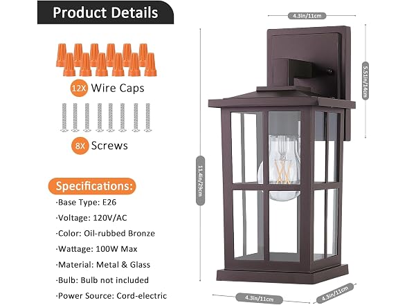 BesLowe 2-Pack Outdoor Wall Mount Light - Gallery 7