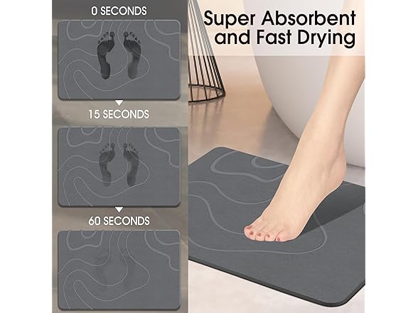 ZIKIBL Stone Bath Mat | 24''x16'' Grey