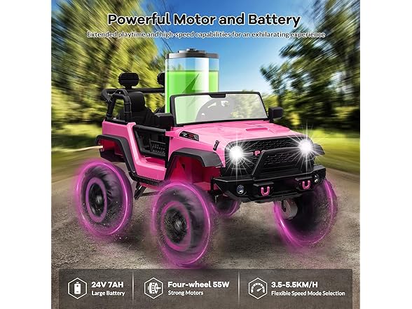 Hipicute 24V 2 Seater Kids Ride On Car Pink